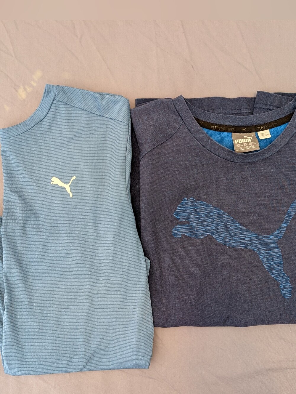 Puma Light Blue and Navy Short Sleeve Tees